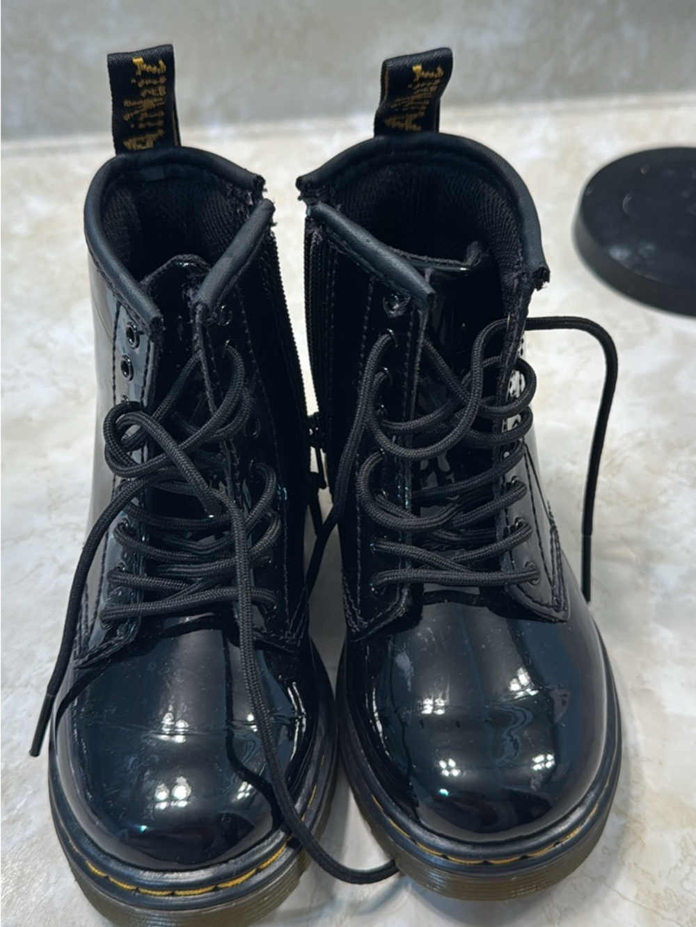 Dr. Martens Black Patent Lace-Up Combat Boots